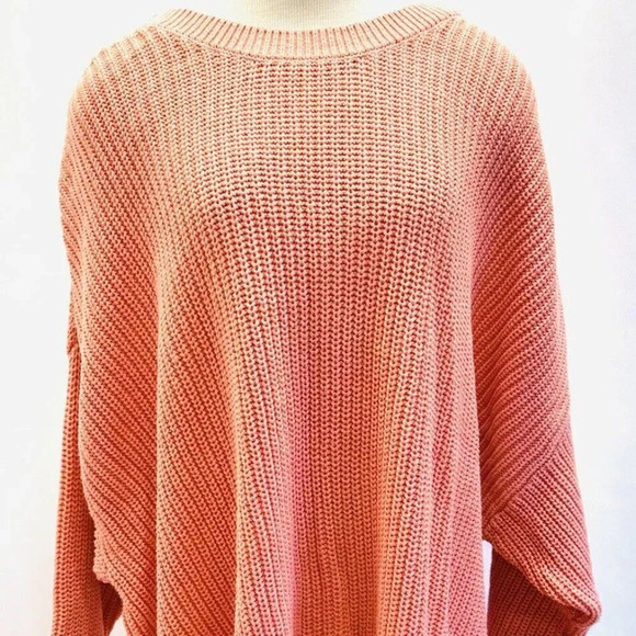 NWT SONOMA Women Long Sleeve Pullover Round Neck Orange Knit Sweater Plus Sz 4X - Picture 1 of 14